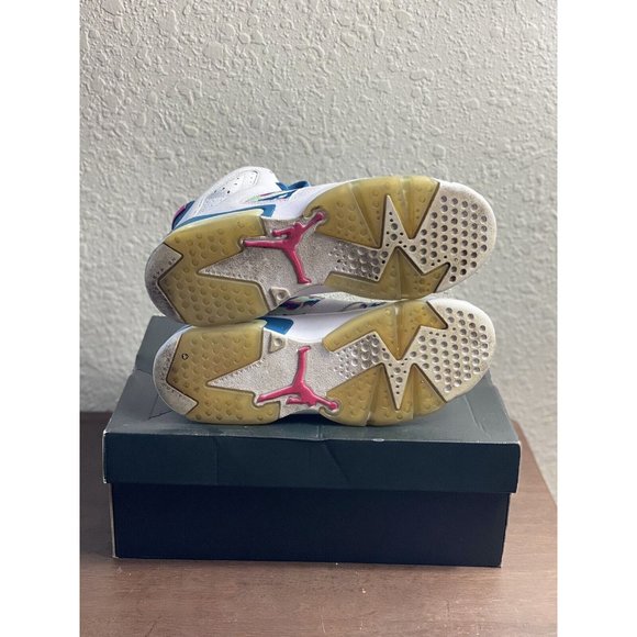 Nike Girls Air Jordan 6 Retro GS‎ Sneakers Leather 543390-153 Green Abyss 6.5Y - Picture 6 of 6